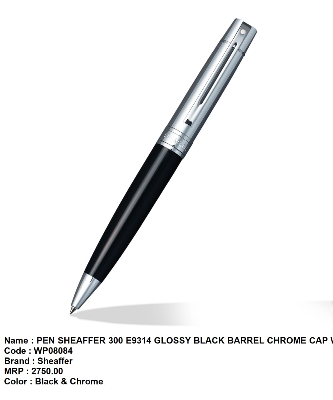 Pen sheaffer 300 E9314 glossy black barrel chrome cap